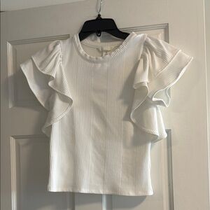 H&M Elegant White Ruffle Sleeve Top